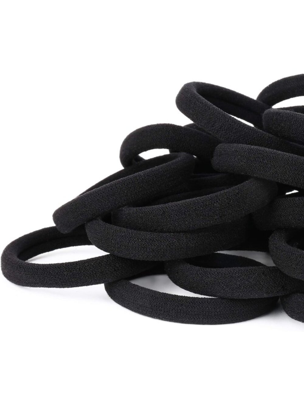 50PCS Black Cotton Hair Ties, Seamless Elastic Ponytail Holders, No Damage for